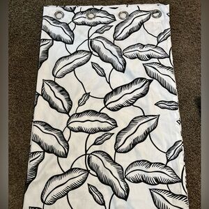 IKEA Almhult Curtains 1 PAIR White & Black Leaves 57" x 98" Grommet Rod